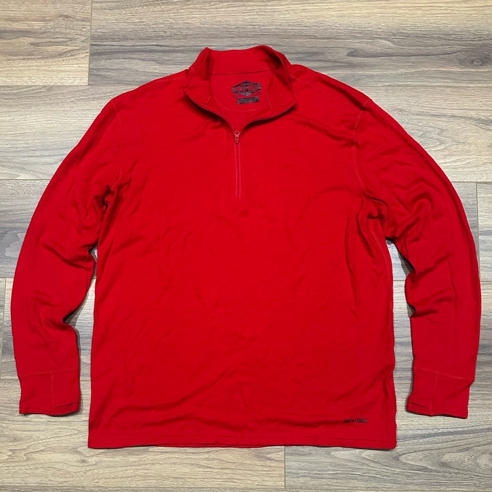 Smith & Rogue Skooltec Quarter Zip Wool Baselayer in Red Size 2XL